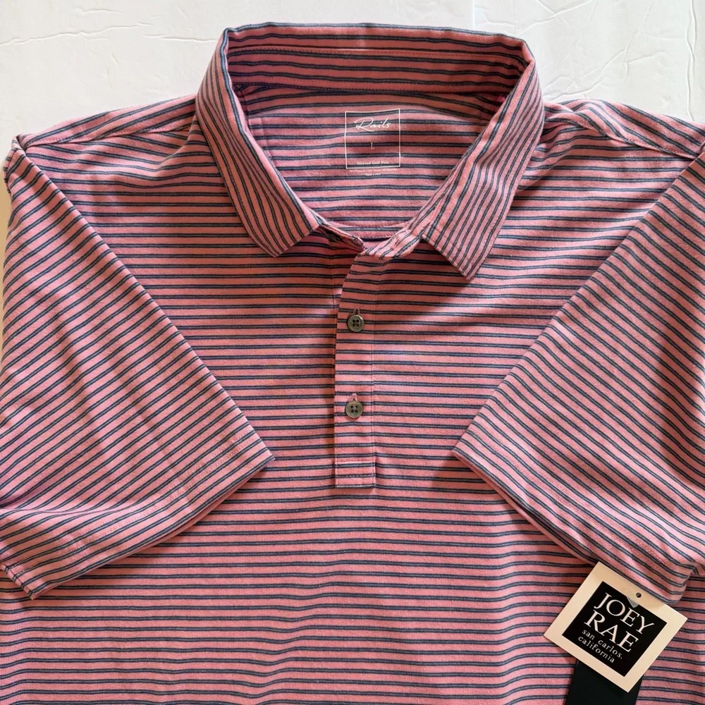 Rails Merced Golf Polo Shirt Mens Size Large Hibiscus Mirage Stripe NWT - Picture 6 of 16